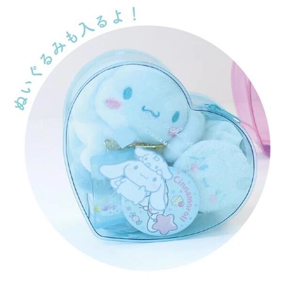 Sanrio Cinnamoroll Heart Shaped Pouch, Translucent Clear Blue Makeup Bag Kawaii - Picture 2 of 2